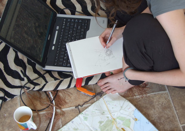ester drawing a map